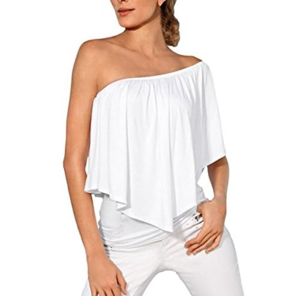 Ruffle Off the Shoulder Flutter Top